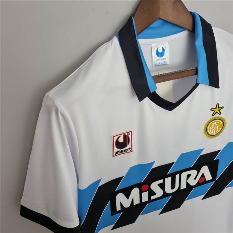 90-91 Inter Milan Away White Retro Soccer Jerseys Football Shirt - Click Image to Close